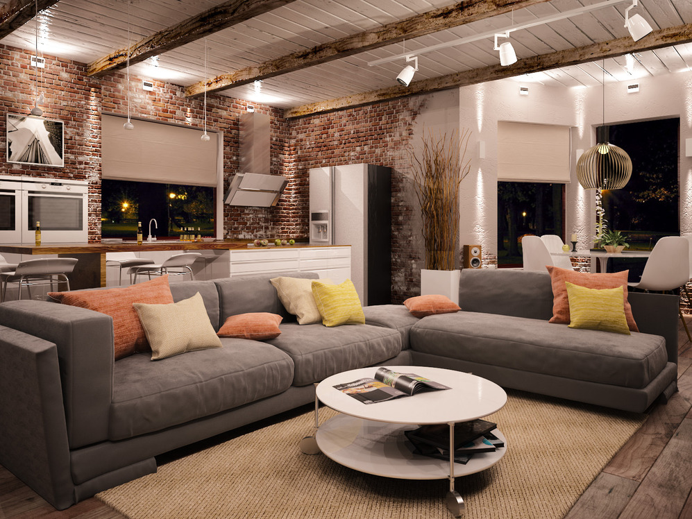 stile loft nel design del soggiorno