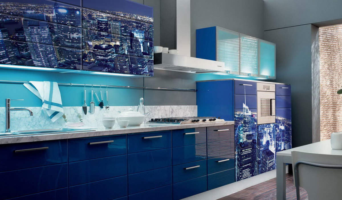 blå køkken sæt
