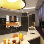 design of a large kitchen with a black set