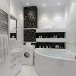 Design av ett svartvitt badrum med dominerande vitt