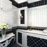 Rekaan bilik mandi gaya hitam dan putih seni deco