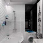 Reka bentuk bilik mandi gaya loteng di hitam dan putih