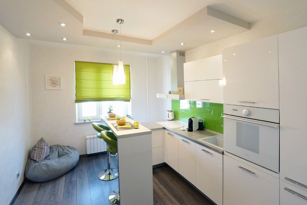 Minimalism style white kitchen interior
