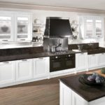 Granite island white kitchen design