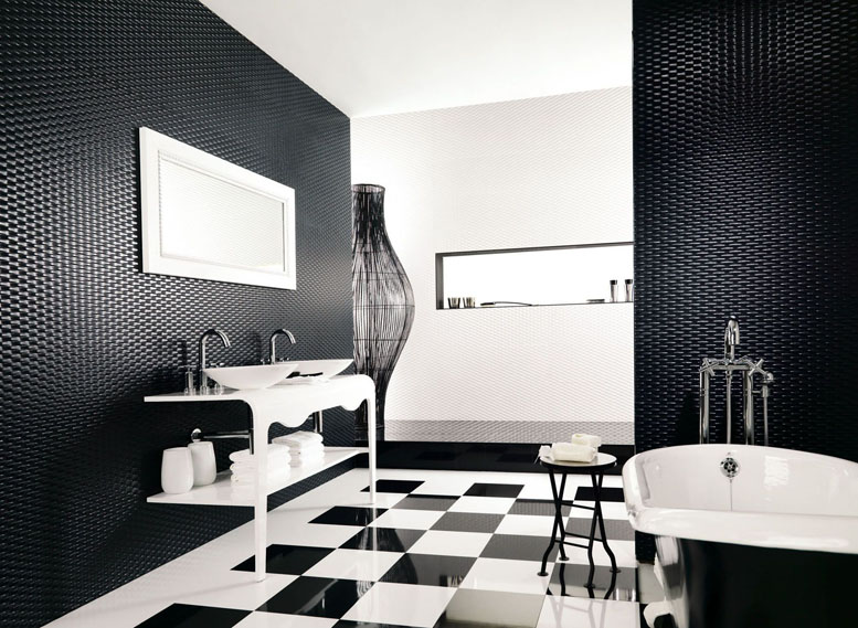 Moderná čiernobiela kúpeľňa