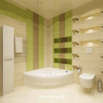 design av badrummet i ljusgröna toner