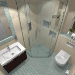 ontwerp van een badkamer met een toilet en een wasmachine
