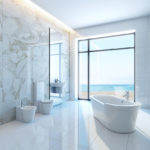 Biela kúpeľňa mramorový minimalizmus
