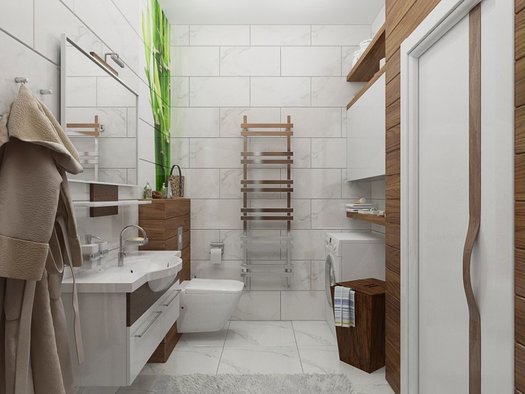Eco-tyylinen valkoinen kylpyhuone