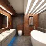Large bathroom clinker tiles gray granite