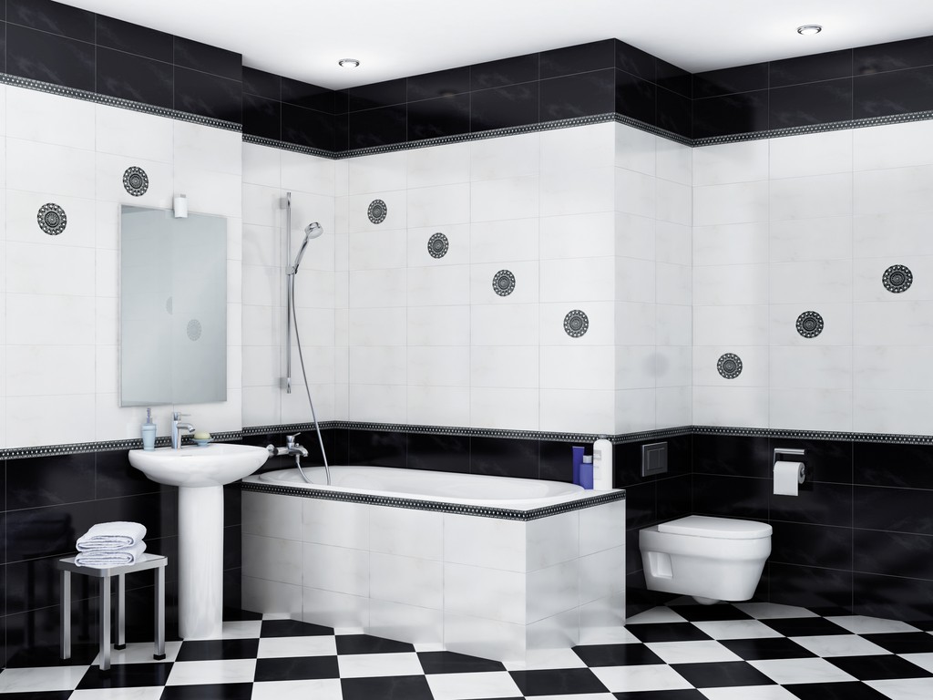 Large bathroom different tiles