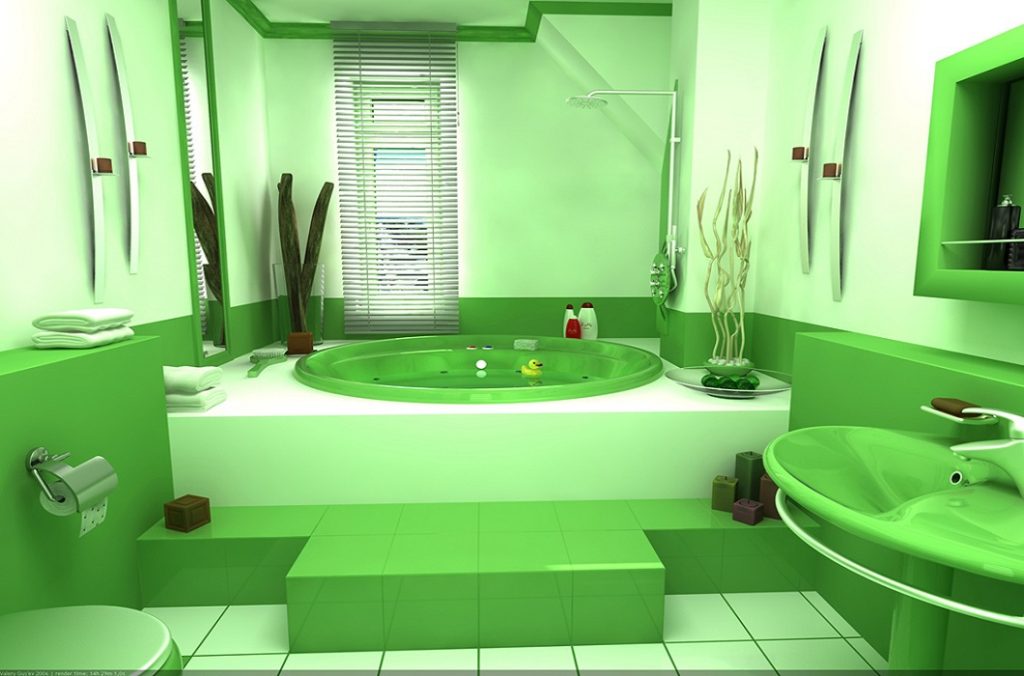 Large bathroom with cheerful colors