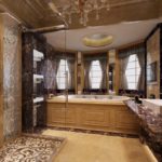 Lielas vannas istabas mēbeles un marmora apšuvums