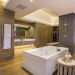 Large bathroom wood trim