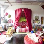 Children's room decor canopy and daybed ball lamp