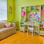 The decor of the children's room, the color of light tones increased the volume of the room