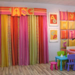 Decor of a children's room multi-colored curtains