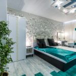 Parlak yeşil asimetrik yüksek teknoloji yatak odası dekoru