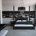Siyah ve beyaz yüksek teknoloji yatak odası dekor