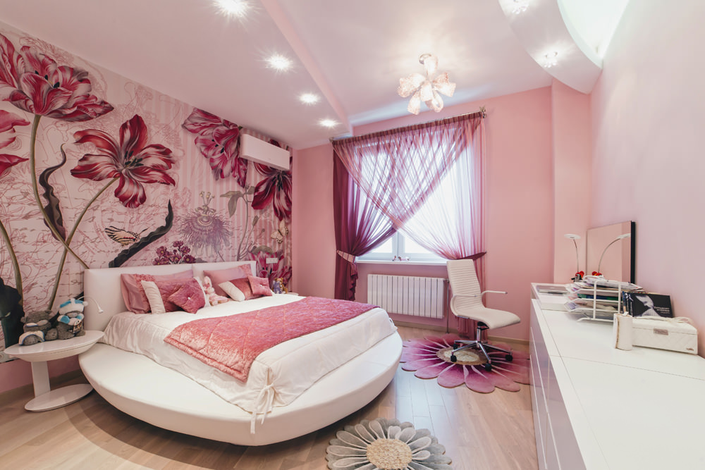 Yatak odası dekor pembe renk