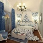 Bir yatak odası Tekstil ve çizgili duvar kağıdı dekor