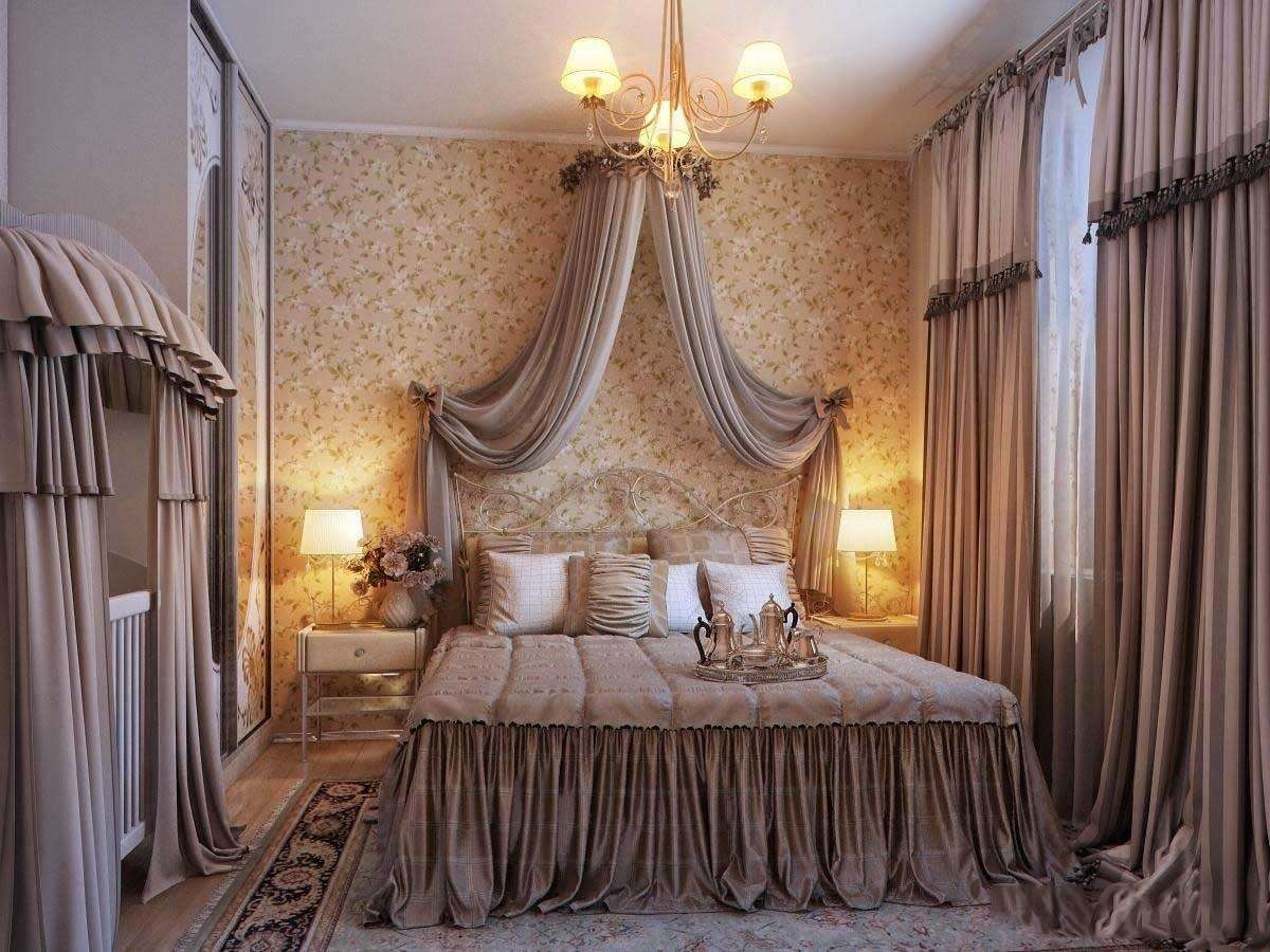 Dekor yatak odası tekstil ve duvar kağıtları