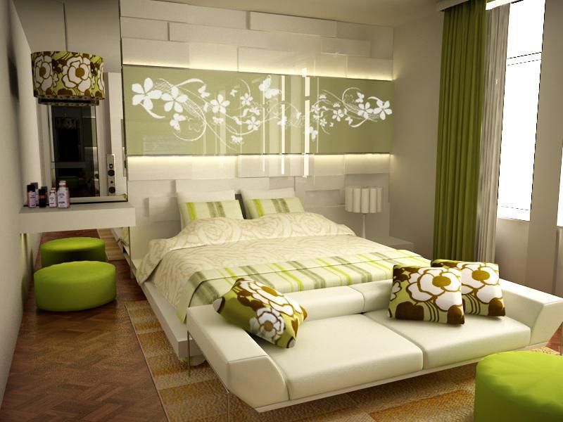 Bir yatak odası rahatlığı ve tarzı dekoru