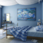 Kumaş tavanlı Akdeniz tarzı yatak odası dekoru