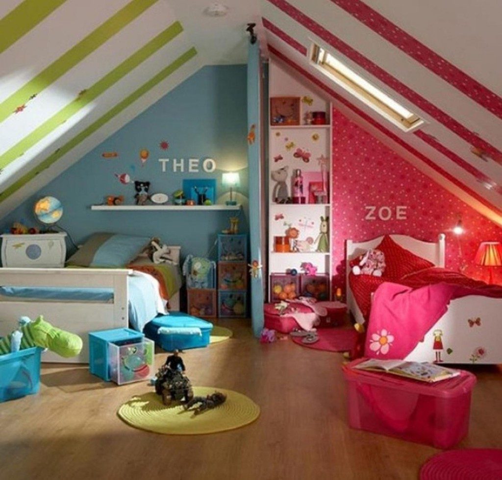 Design de um quarto infantil para dois acessórios para crianças heterossexuais