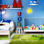 Progettazione di una camera per bambini per due angoli per bambini eterosessuali