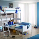 Návrh dětského pokoje pro dvě heterosexuální děti v rohové místnosti