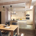 Ontwerp van een keuken in een moderne stijl met indeling in zones