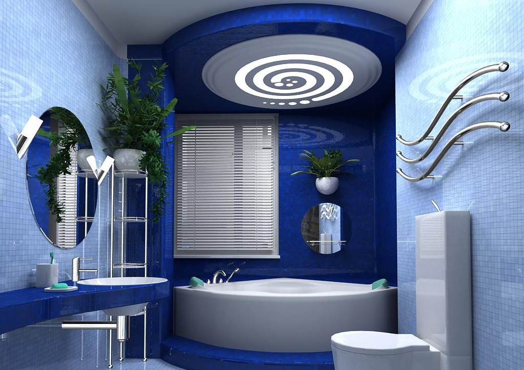 modrá koupelna design