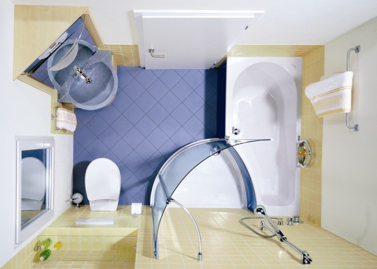 Salle de bain design 6 m² douche combinée avec baignoire