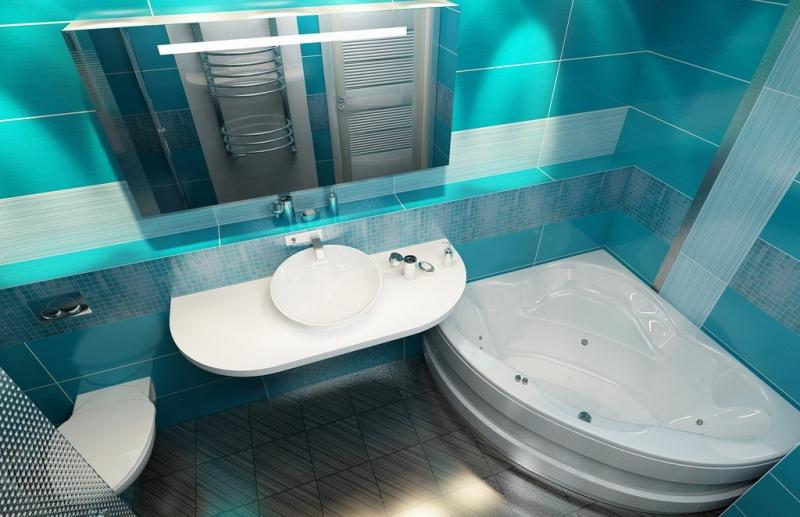 Design salle de bain 6 m² utilisation de la couleur