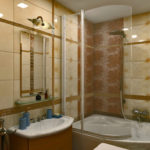Vannas istabas dizains - 6 kvadrātmetru platas flīžu apmales ar rotājumu