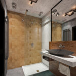 Vannas istabas dizains 6 kv.m. bēniņu stilā