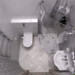 Design salle de bain 6 m² en coloris métallisé
