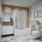 Design salle de bain de style oriental de 6 m²