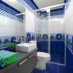Conception de salle de bain carrelée de bleuet