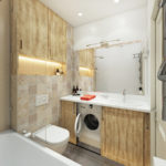 Design koupelny 6 m² s vestavěnými skříněmi