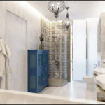 Badeværelse design i et privat hus marmor og glas