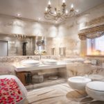 Baddesign i et privat hus marmorert finish