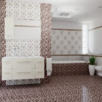 Návrh kúpeľne v súkromnom dome s mozaikovými dlaždicami