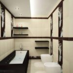 Design av ett badrum i ett privat hus i vita och bruna toner