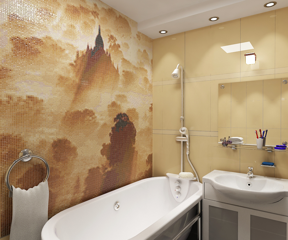 Mozaic pentru o baie un peisaj decorativ