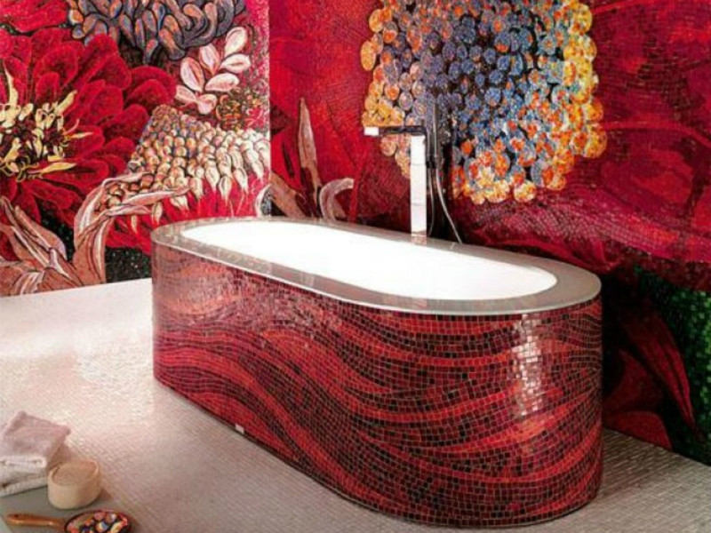 Mozaic pentru un desen decorativ pentru baie