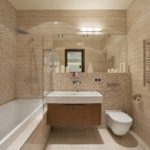 Mozaīka vannas istabā smilškrāsas augsto tehnoloģiju
