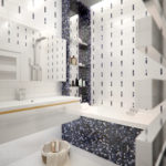 Mozaic în baie alb-negru