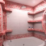 Mozaika v koupelně na rozích a policích